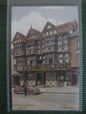 GB gedruckte Postkarte The Feathers Hotel Ludlow, A.R.Quinton...