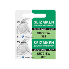 Seizaiken 362 SR721SW 1.55V 0 Hg Silver Oxide Watch Battery 2 Batteries 