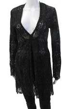 Melissa Odabash Womens Black Geometric V-Neck Long Sleeve Tunic Size M