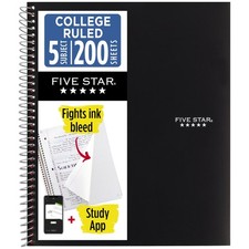 Five Star Spiral Notebook Study App, 5 Subject, College Ruled Paper, 8-1/2"...