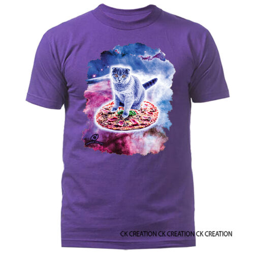 Graue Katze reiten ganze Pizza Tier Haustier lustiger Witz Humor humorvolle Grafik T-Shirt - Bild 11 von 15