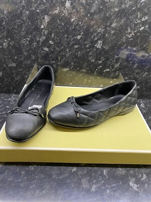 ECCO INCISE BLACK QUILTED LEATHER BOW TOP BALLET FLATS UK 4 Super lightweight - Image 1 of 4