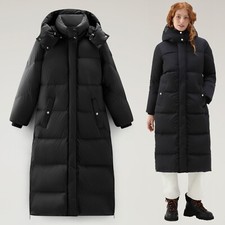 Woolrich Aurora Long Parka Down Puffer Coat In Black Size Xl