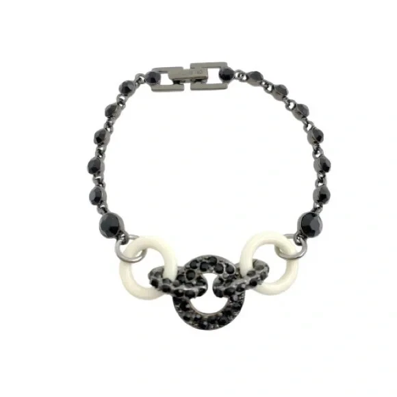 Bracciale Givenchy Cerchio Strass Bianco Nero.