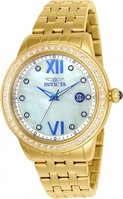 New Womens Invicta 23662 Angel Crystal Accented Bezel Gold  display picture 1