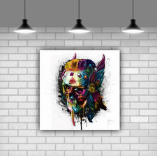 Colourful Skull Canvas Wall Art Print Patrice Murciano Modern Colourful Décor