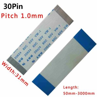 FFC/FPC Flexible Flat Cable Pitch 1.0mm 30-Pin 30P 80C 60V VW-1 50-3000mm W:31mm