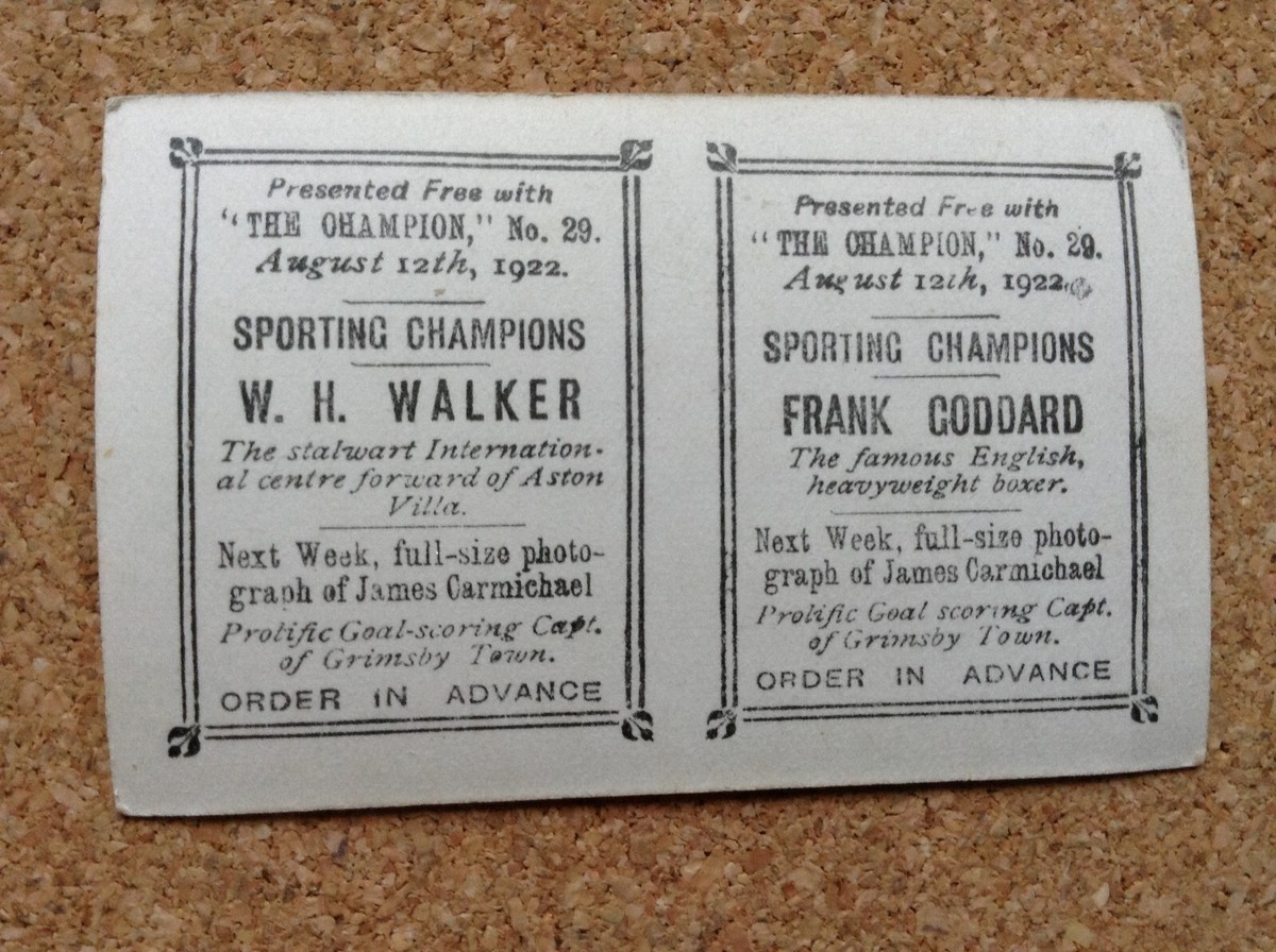The Champion Sporting Champions 1922 - RARE Uncut Card No. 29