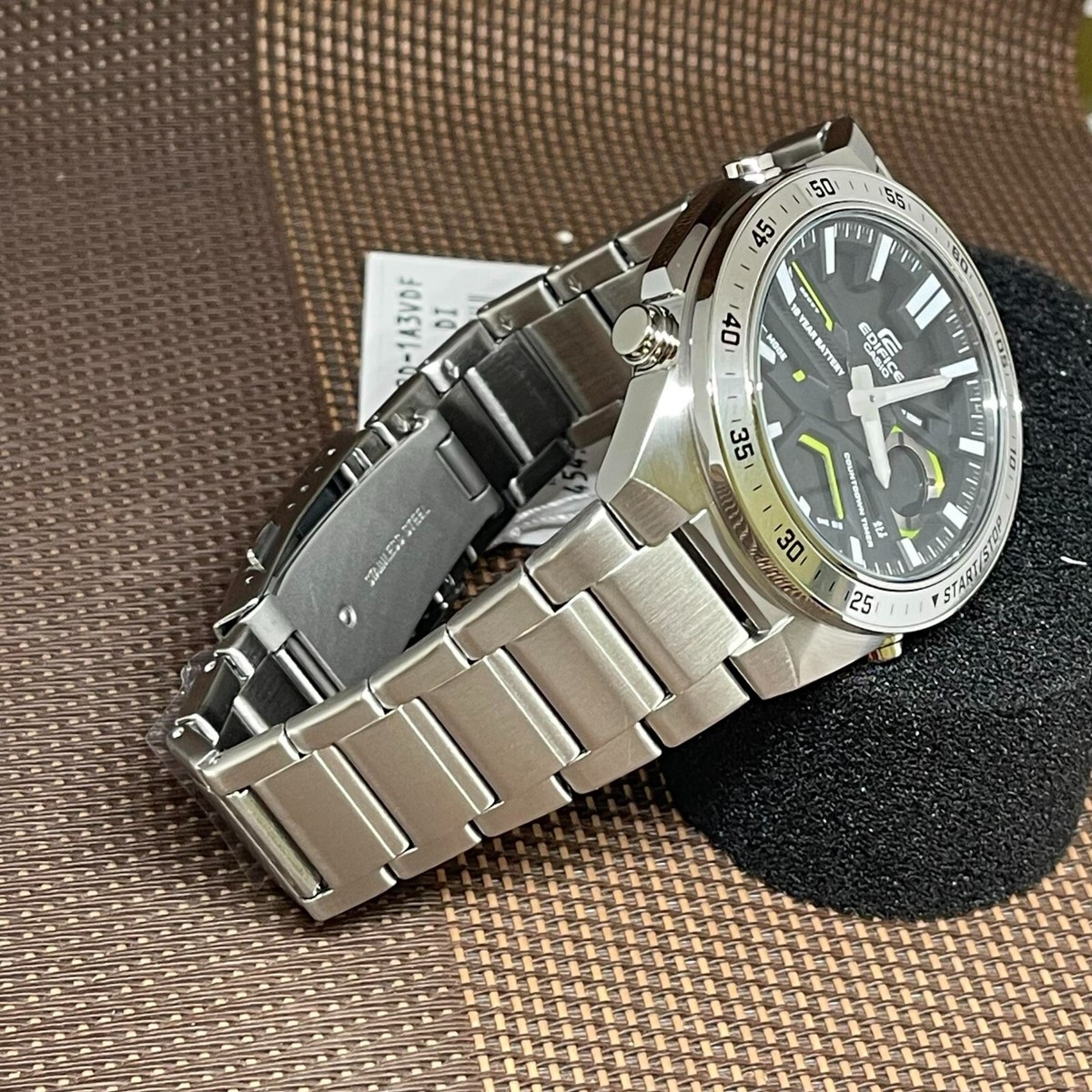 Casio Edifice Black Dial Silver Stainless Steel Strap Men
