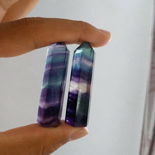 Natural Rainbow Fluorite Quartz Crystal Point Wand Healing Stone Obelisk Tower - Picture 28 of 45