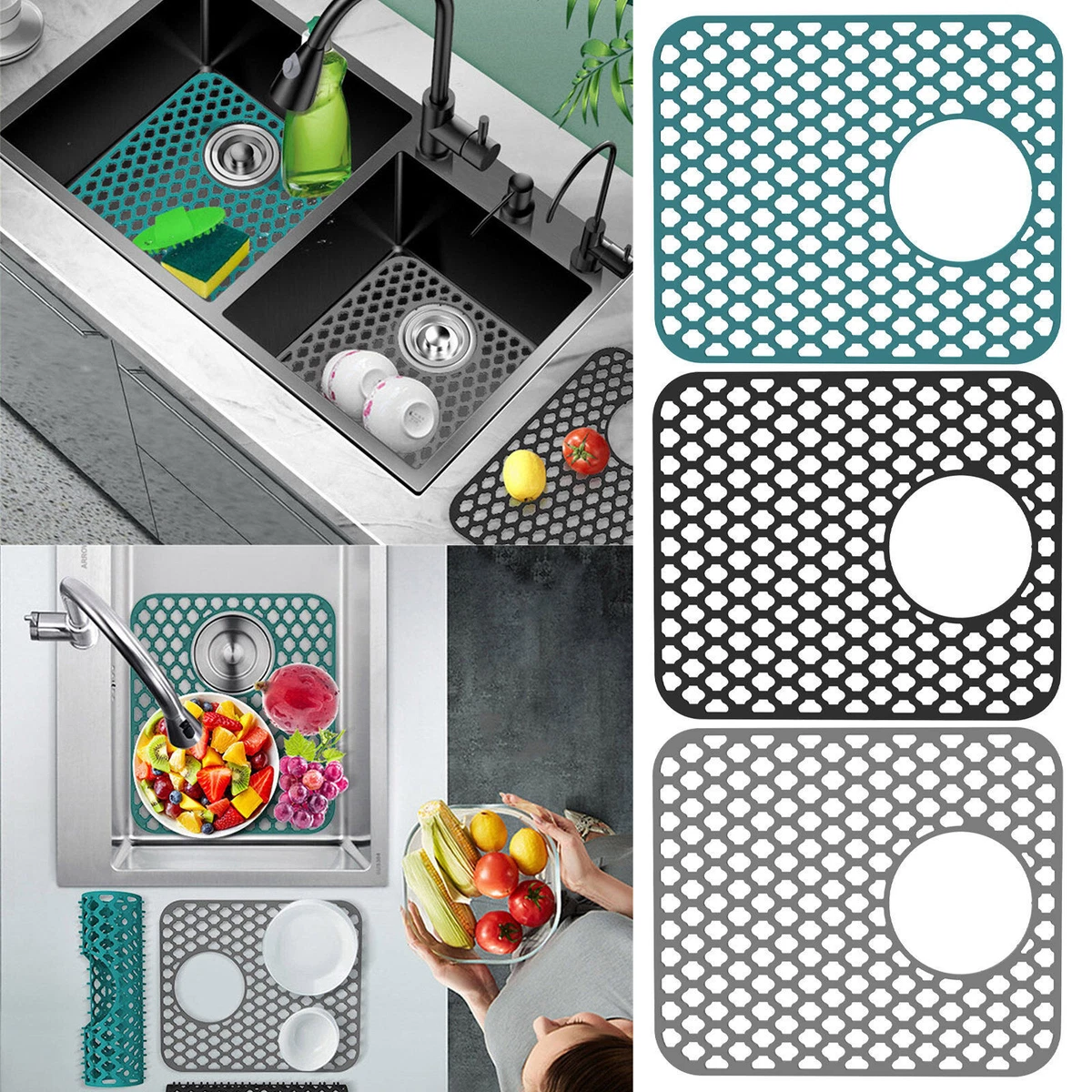 Silicone Kitchen Sink Protector Mat Folding Heat Non Slip Kitchen