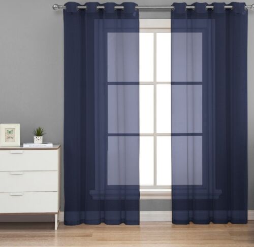 2PC GROMMET SOLID VOILE SHEER PANEL WINDOW CURTAIN TREATMENT DRAPE NEW DECOR - Picture 14 of 28