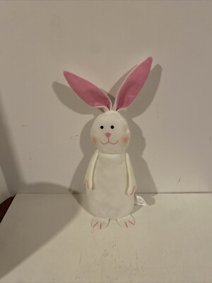 Vintage Easter Bunny White Rabbit 14'' Tall Weighted Bean Bag Bottom Plush Decor