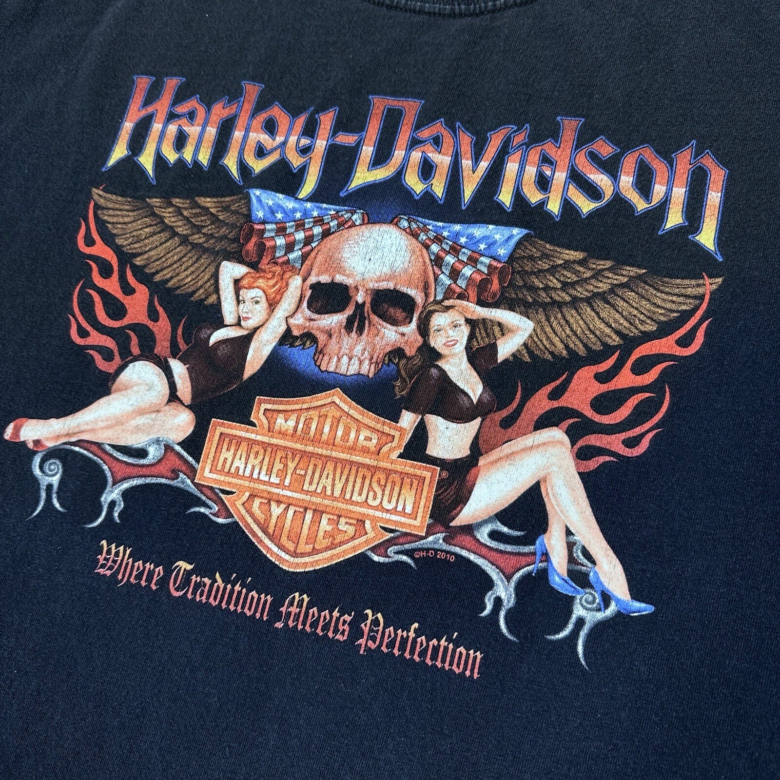 Harley Davidson Sleeveless T Shirt 3XL Gatto Tarrentum PA Skull Pinup