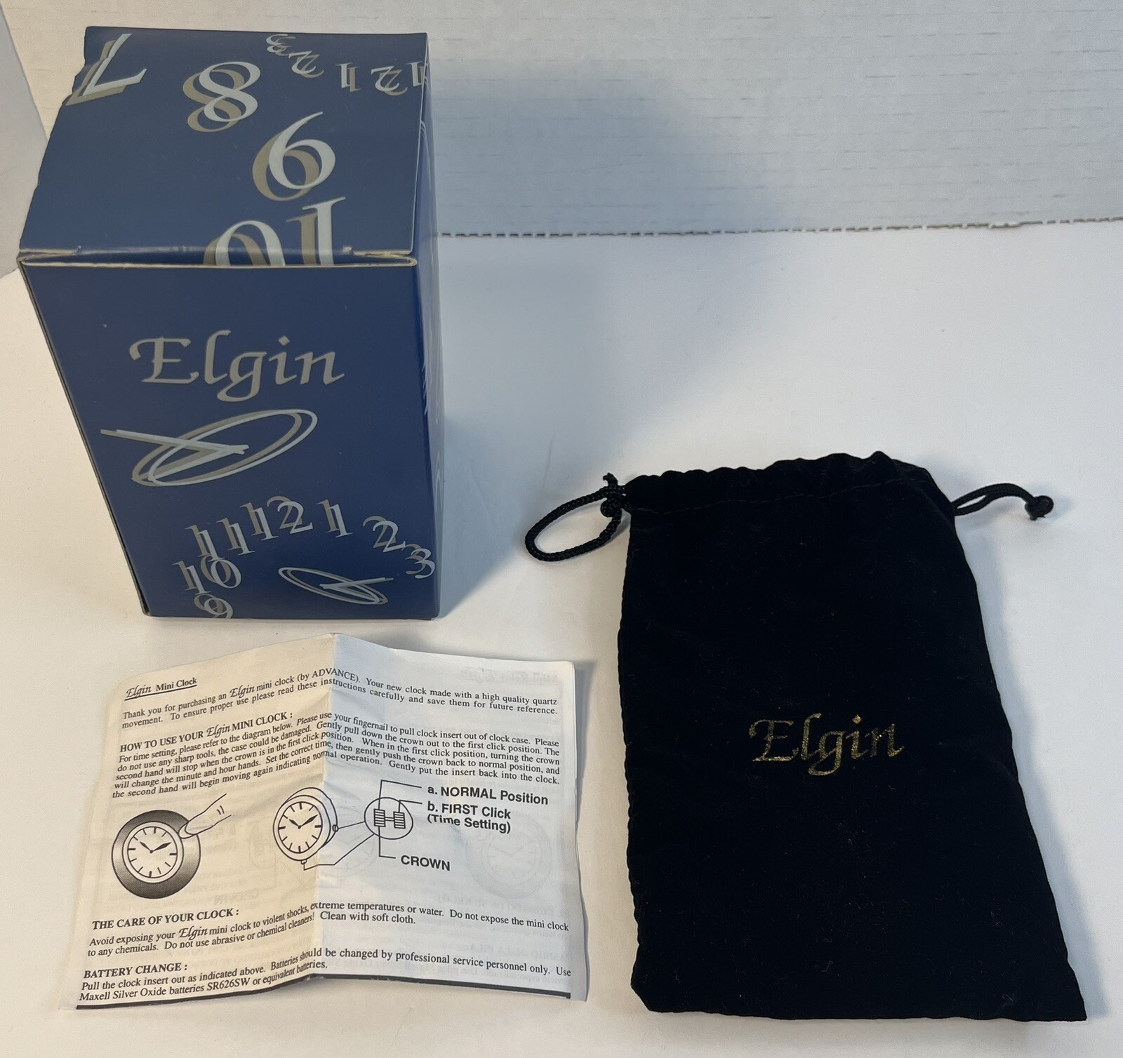 Elgin Mini Baby Grand Piano Quartz Clock Silver & Gold Tone NIB