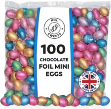 Foil Chocolate Mini Eggs 100 Mixed Colour Easter Eggs, Bulk Treats, 500g Approx