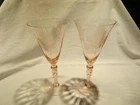 2 MONONGAH Pink Depression BO PEEP Water Goblets 8-1/8"