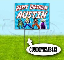 HAPPY BIRTHDAY CUSTOM NAME 18x24 Yard Sign WITH STAKE Corrugated Bandit PARTY