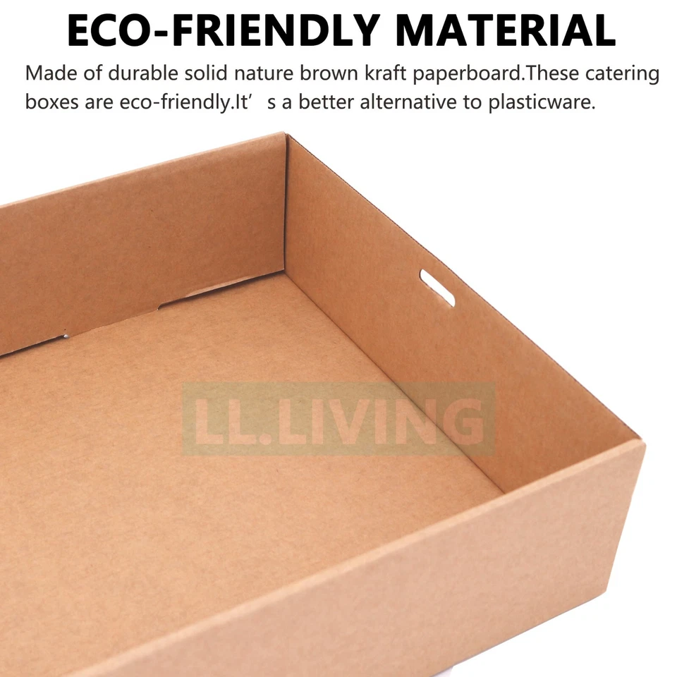 Catering Grazing Boxes Tray w/Windows Disposable Takeaway Paper Cake Boxes Brown - image 3 of 4