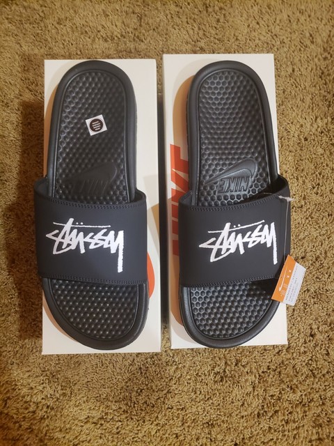 Nike Ã Stussy Benassi Slide - Off Noir / White / Black - Size 7,7,11 - IN HAND | eBay