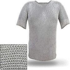 Medieval Chainmail Shirt Aluminium Butted Ring Half Sleeves Hauberk Armor LARP