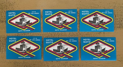Vintage Hotel Quito Ecuador Luggage Labels Not Sticky Lot Of 6