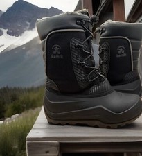 Kamik Luke 4 Waterproof Lightweight Snow Boots In Charcoal Black Kid Size 2 Nice