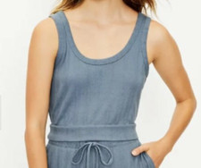 Ann Taylor LOFT Pointelle Pajama Top Light Forever Navy Large Free Ship 