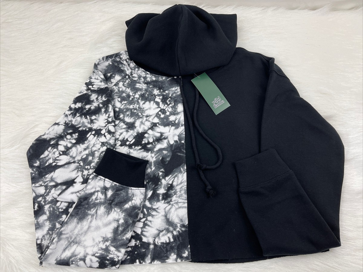 Suéter de mujer Con Capucha, Mitad Negra Y Blanca, Size S Queda - Main Image