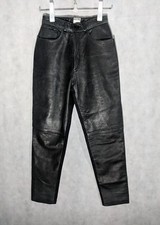 Moschino Jeans Archive Vintage Leather Black Denim Size 42 High Waist 25"