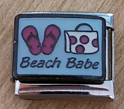 Beach Babe Ocean Flip Flops Love  Italian Charm Bracelet Link 9mm gift