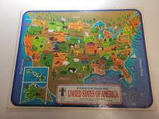 Vtg 1968 Frame Tray Puzzle Map Of United States Of America 75902-1 Rainbow Works