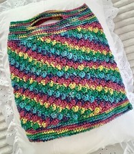Vtg. Handwoven Rainbow Colors Bag Purse Tote. 14 H x 12.5 W
