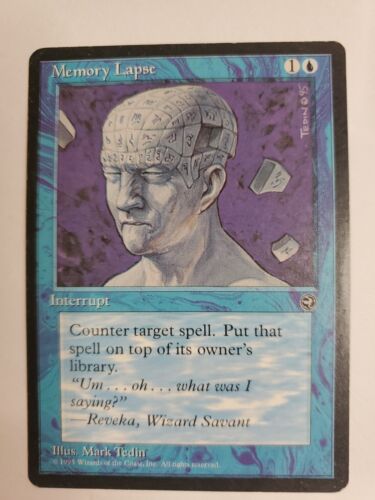 MTG Magic The Gathering Card Memory LapseInterrupt Blue Homelands 1995 - Picture 1 of 2