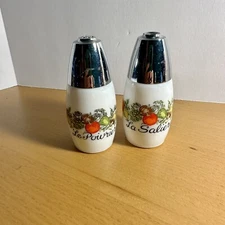 Vintage Gemco Corelle Corning Spice of Life Salt Pepper Shakers Saliere Poivrier