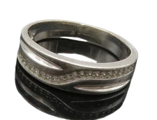 925 Sterling Silver  Petite White Topaz Shiny Round Band Ring Sz 9  RG15903