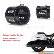 Car Motorcycle Straight Cut Exhaust Pipe End Tip Cap 2.5" Inlet For Harley BMW