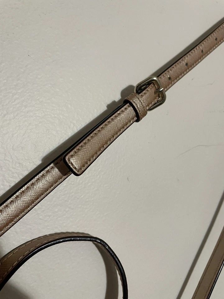 Kate Spade Mini Tote Crossbody Metallic Rose Gold Leather Purse Handbag - Image 3 of 4