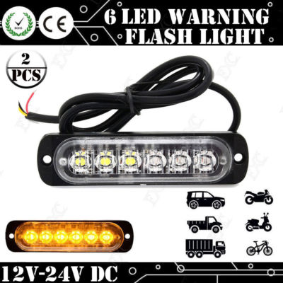 2PCS 6-LED Strobe Lights Flashers For Truck Trailer Pick-up SUV 18W