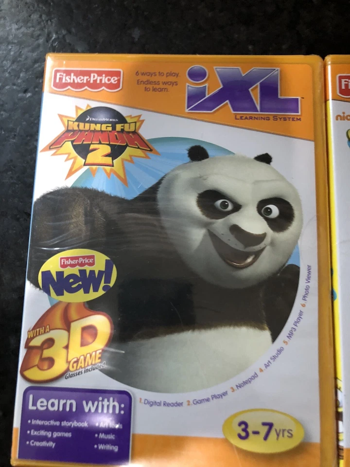 2 -Fisher Price IXL Sistema de Aprendizaje Niños Juegos Kung Fu Panda 2, Bob Esponja Foto 2 de 4