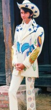 Men Ivory 2Pc Floral Peacock Embroidered Rhinestones Nudie Western cowboy Outfit
