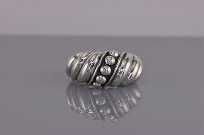 Sterling Silber 11 mm gewölbt Rolle Kräuselung Perlen Knopf Garnelen Band Ring 7 g 925 Gr: 8
