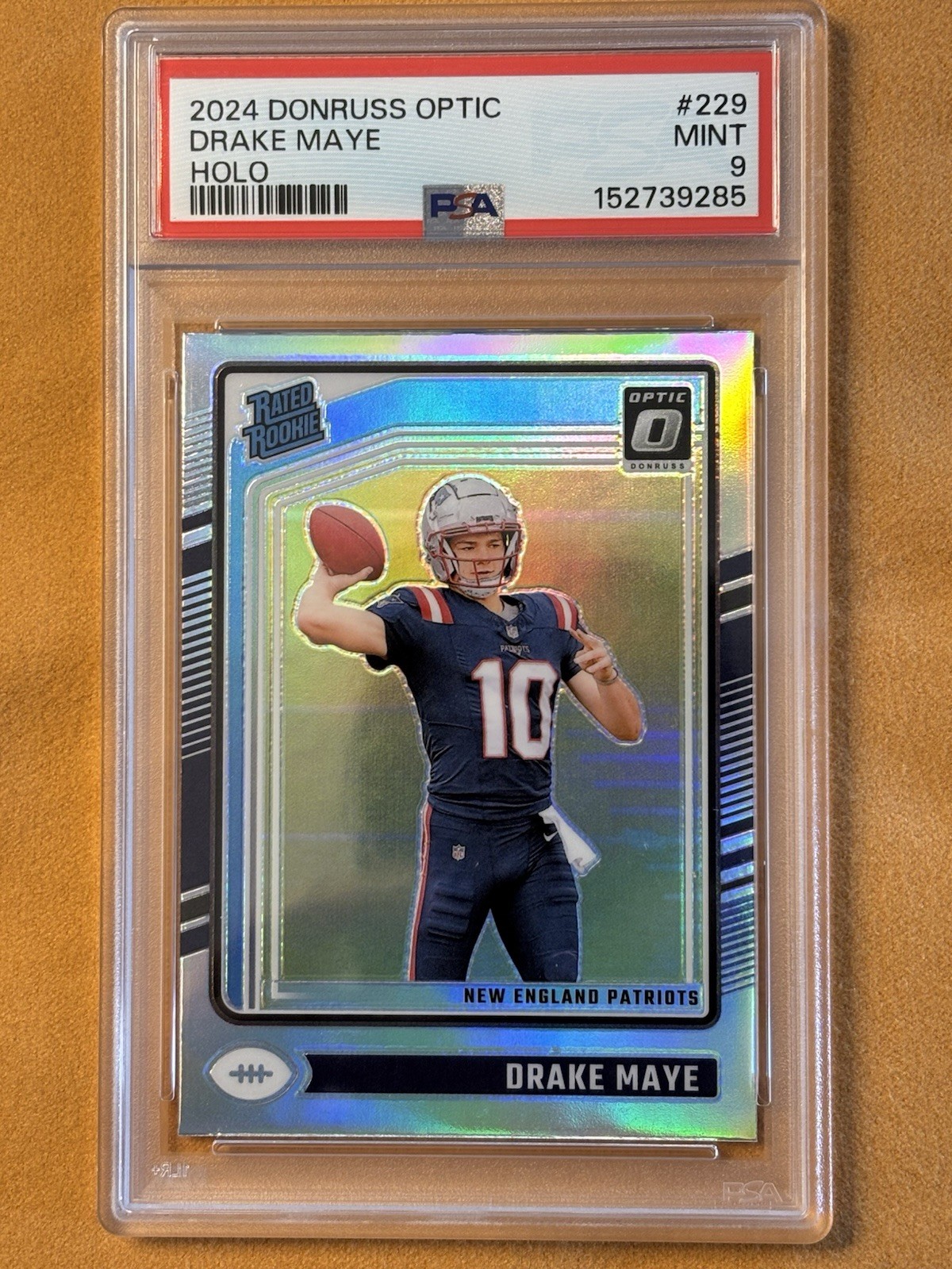 2024 Panini Donruss Optic Drake Maye Rated Rookie RC Holo Prizm #229 PSA 9 Mint