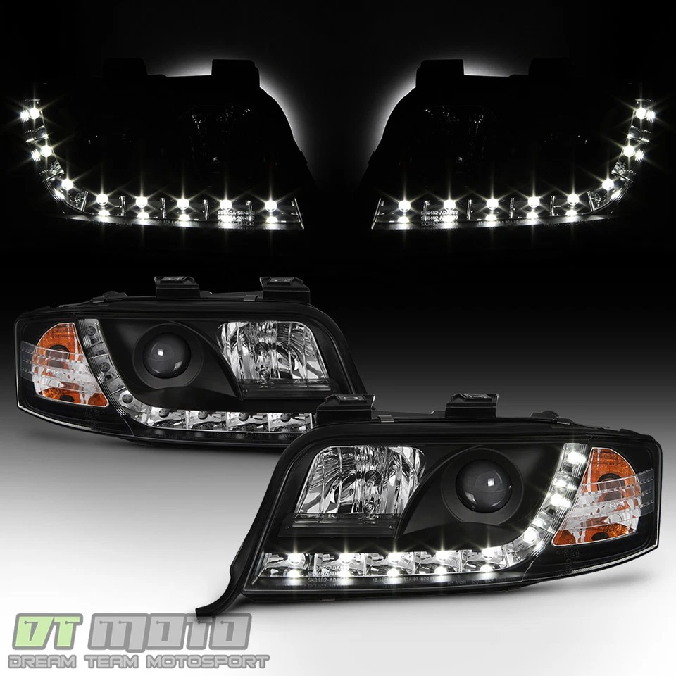 Blk 2002-2004 Audi A6 Quattro LED DRL Projector Headlights Daytime Running Lamps - Image 3 of 4