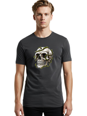 Skull-With-Thorns-2 Mens Graphic Tee, 100% Cotton, Casual Summer Wear