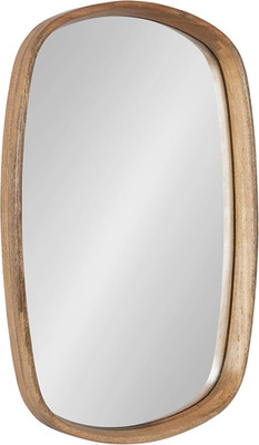 Modern Natural Brown Rounded Rectangular Wall Mirror - 20x30 Mango Wood Frame