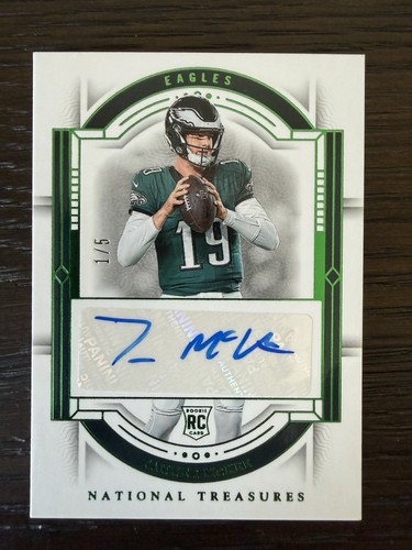 2023 Tanner McKee National Treasures Auto /5 Philadelphia Eagles QB Rookie