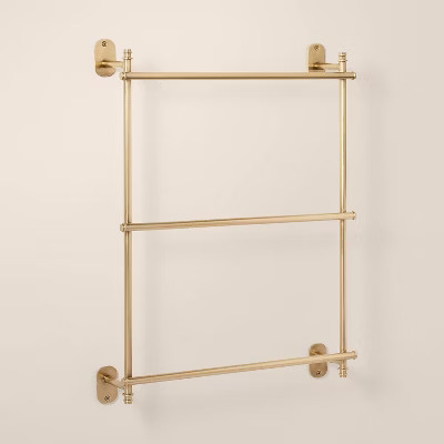 Wall-Mounted Brass Ladder Towel Rack Antique Finish - Hearth & Hand with