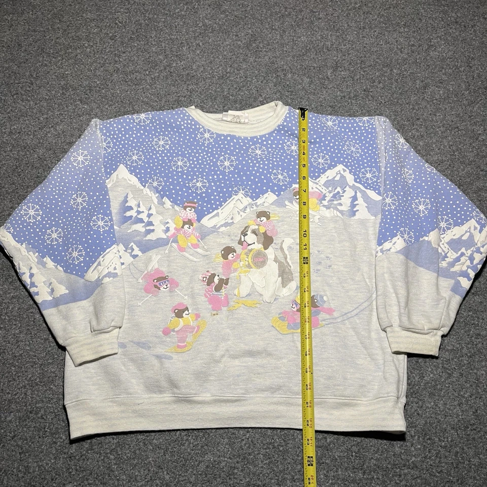 Suéter Spumoni Vintage Mujer Medio Invierno Nieve Navidad Oso de Peluche Perro EE. UU. Foto 3 de 4