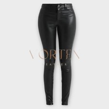 Women's Classic Slim Fit Style Black Leather Pant Genuine Lambskin Leather Pant